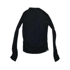 C202 Wool Blend Mock Neck Long Sleeve Top Black Ruched Sleeves Womens Small